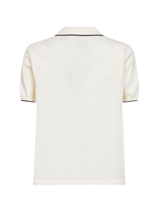 Polo senza bottoni Sloan in maglia di cotone crema