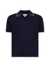Navy blue cotton knit Sloan buttonless polo shirt