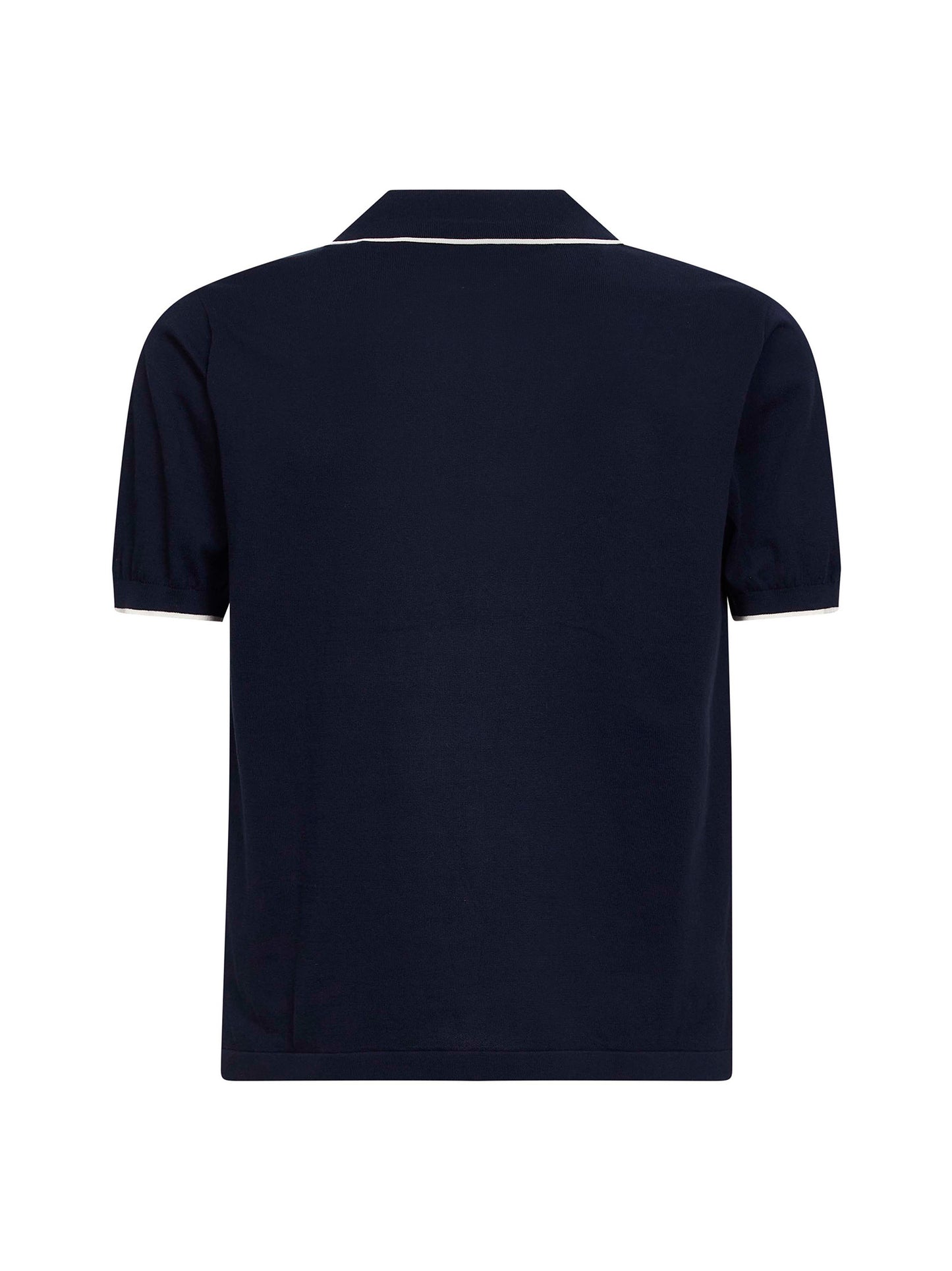 Navy blue cotton knit Sloan buttonless polo shirt