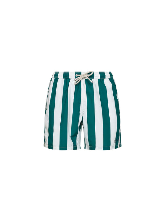 White and green striped Syros swim shorts