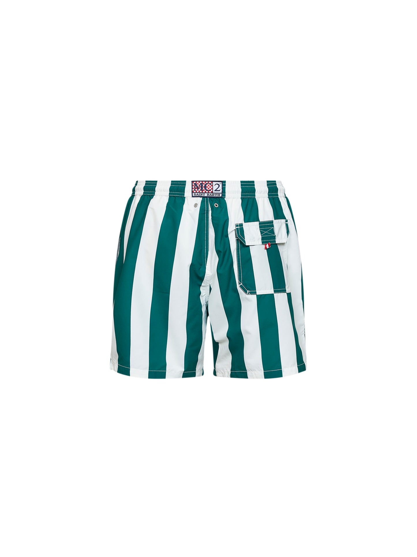 White and green striped Syros swim shorts