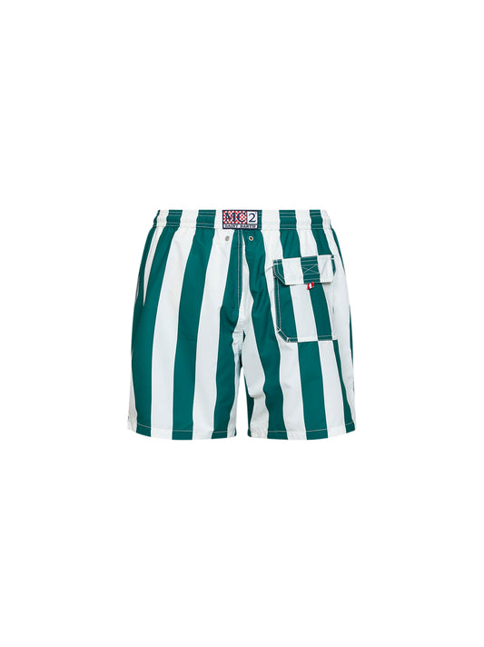 White and green striped Syros swim shorts