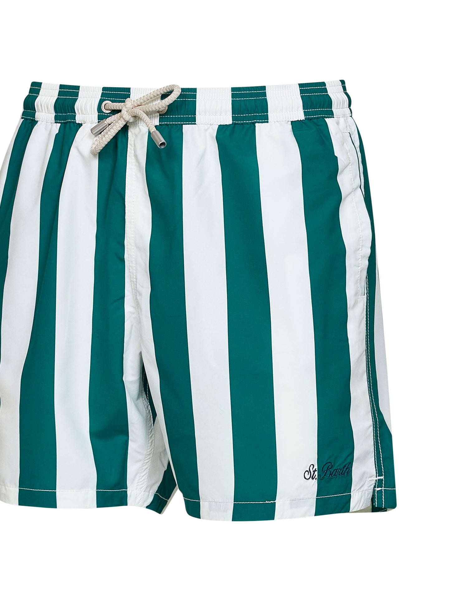 White and green striped Syros swim shorts