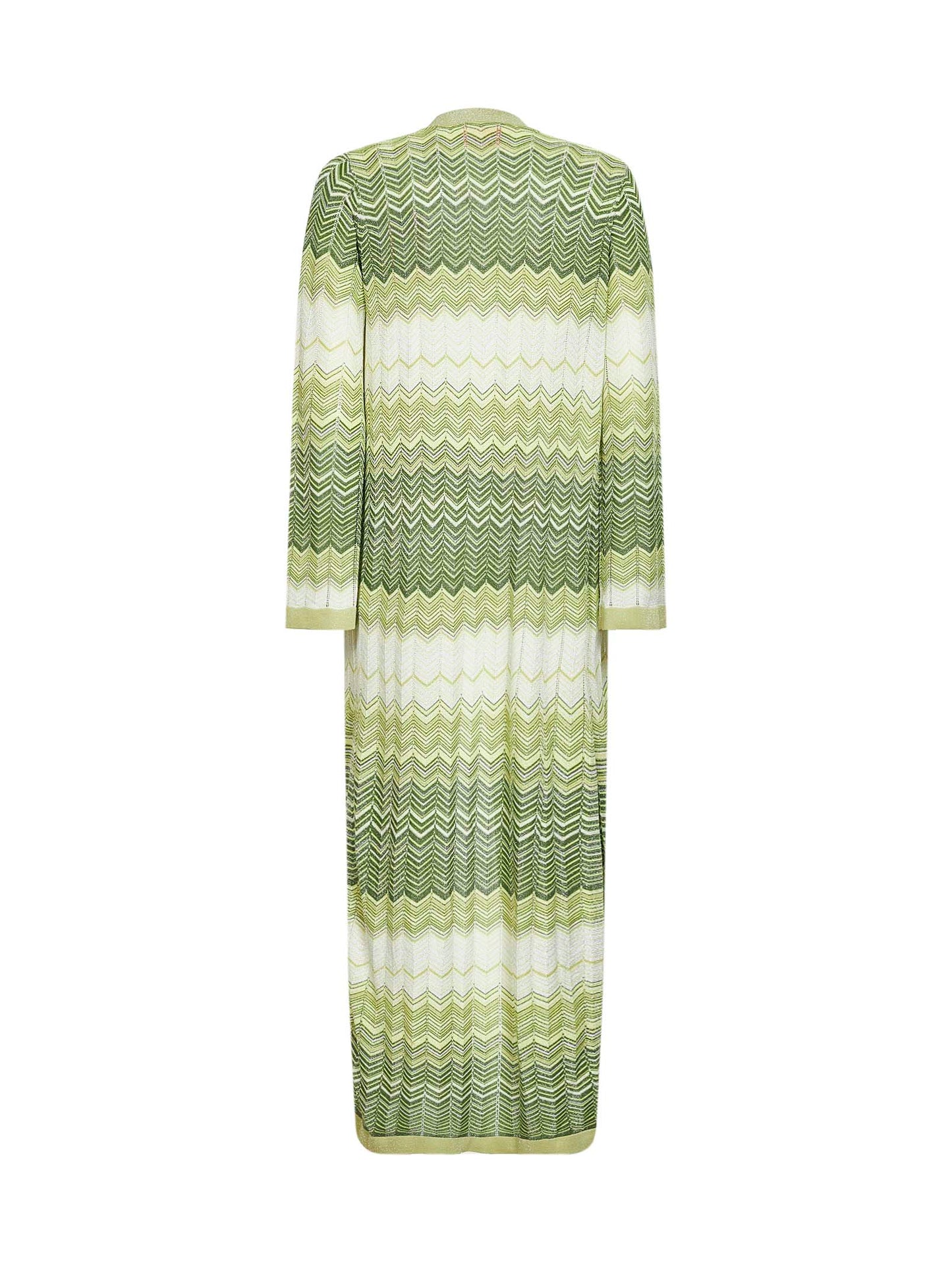 Cardigan lungo Tonia in maglia lurex a zig zag verde