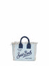 Borsa a mano con tracolla Mini Vanity azzurro e panna