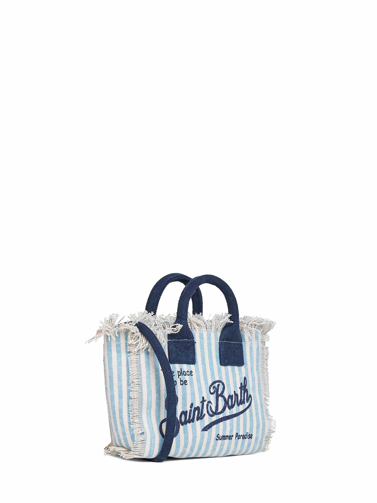 Borsa a mano con tracolla Mini Vanity azzurro e panna