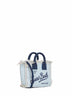 Borsa a mano con tracolla Mini Vanity azzurro e panna