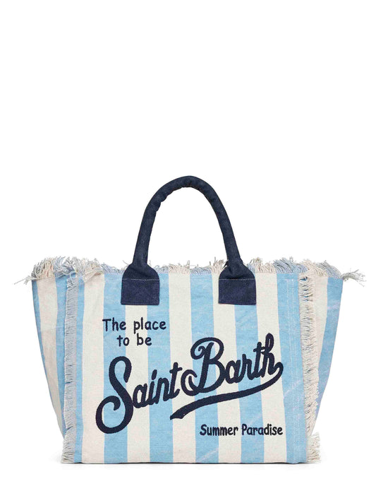 Borsa a mano Vanity azzurro e panna