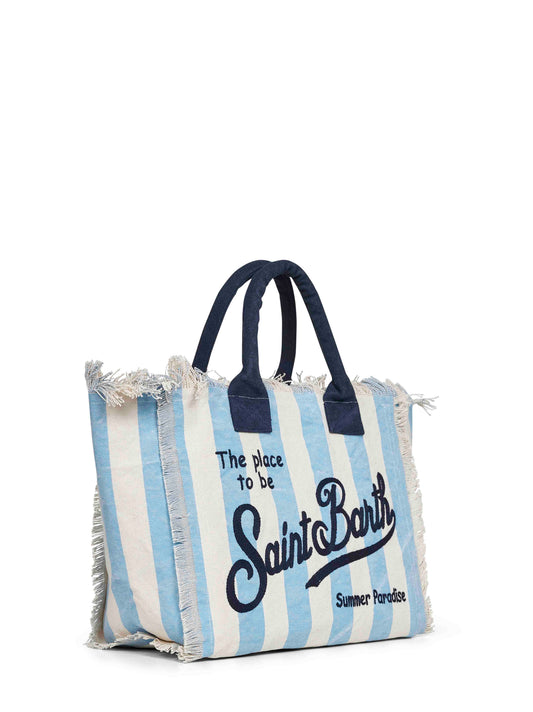 Borsa a mano Vanity azzurro e panna