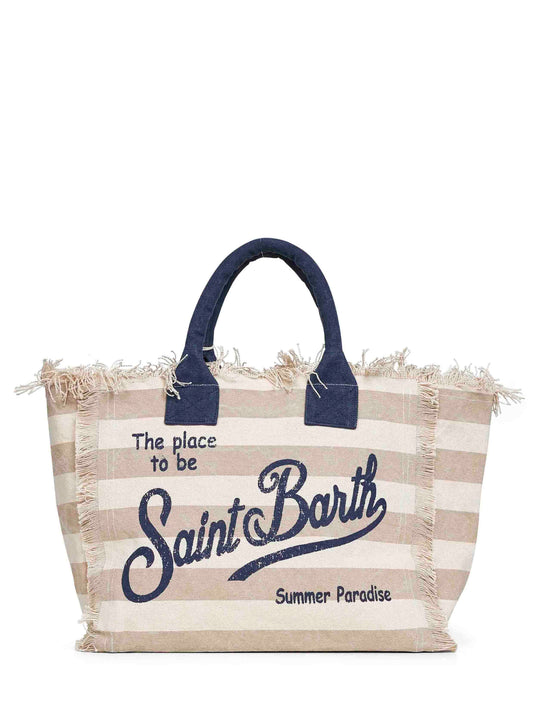 Borsa a mano Vanity beige e panna
