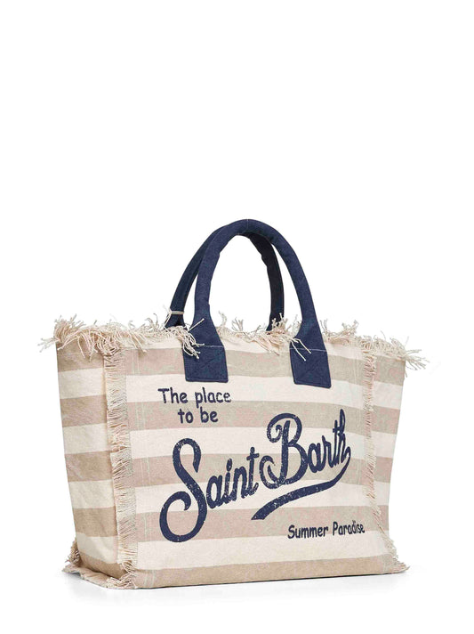 Borsa a mano Vanity beige e panna