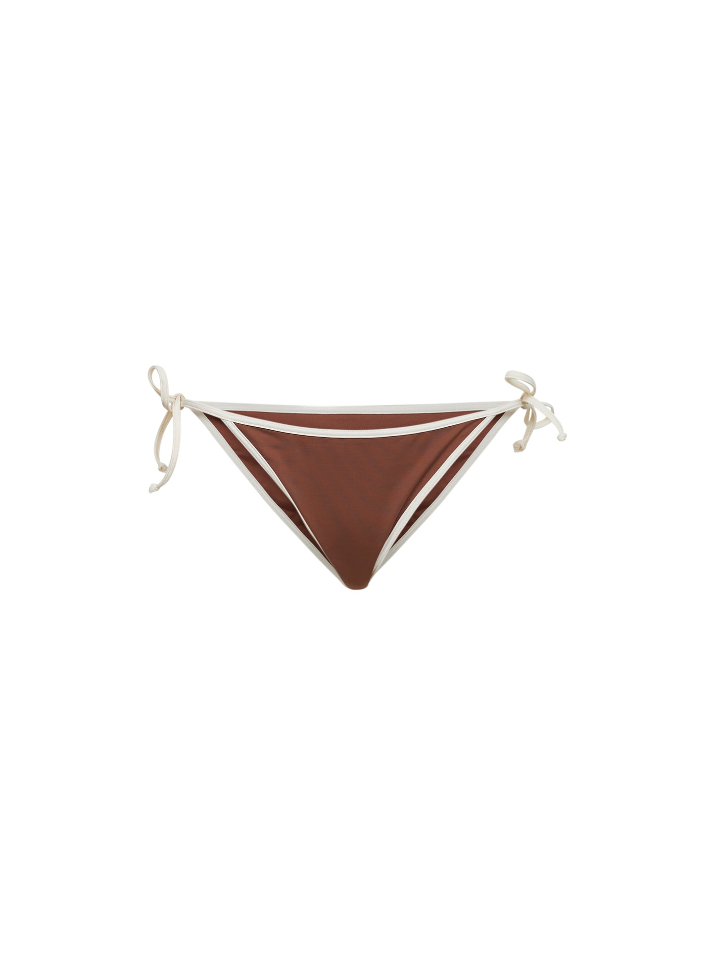 Slip bikini con laccetti Virgo String in lycra marrone