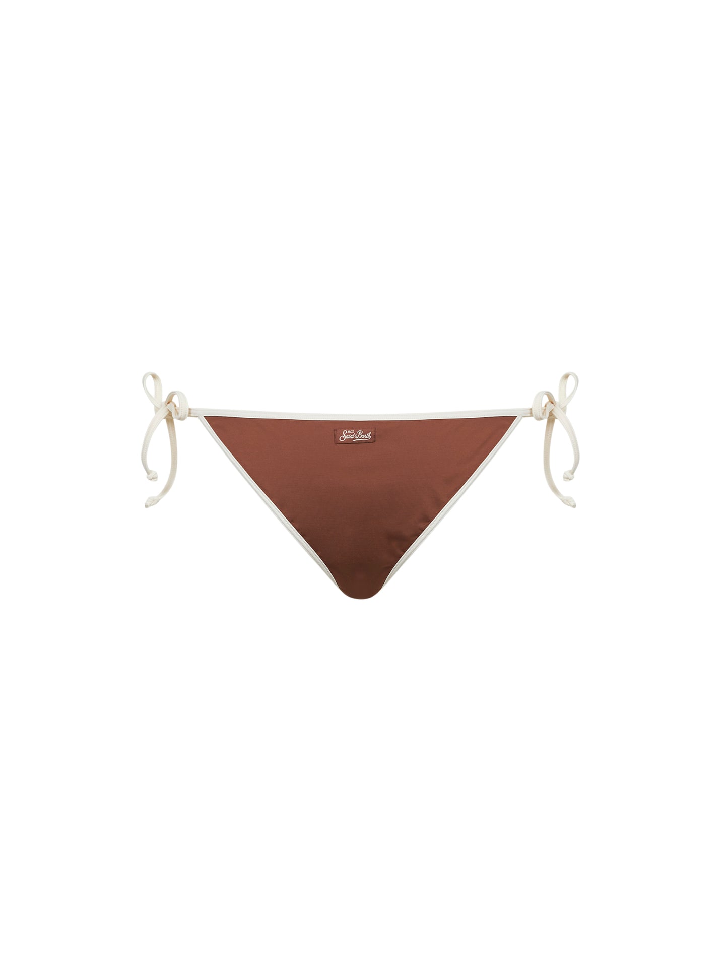 Slip bikini con laccetti Virgo String in lycra marrone
