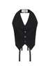 Black virgin wool blend waistcoat with ties
