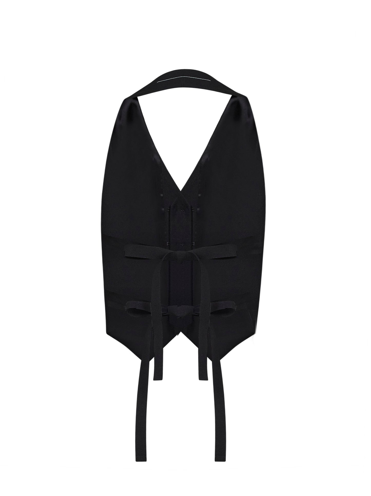Black virgin wool blend waistcoat with ties