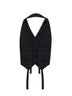 Black virgin wool blend waistcoat with ties