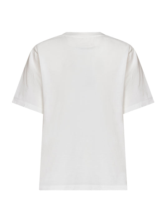T-shirt in jersey stretch bianco con patch numeric
