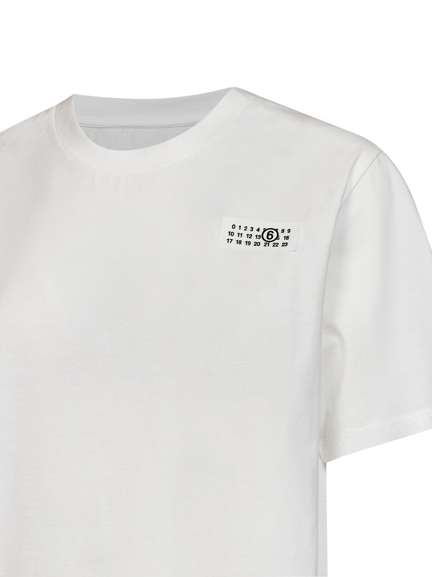 White stretch jersey T-shirt with numeric patch