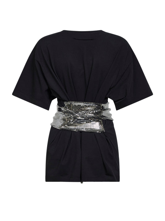 Black cotton jersey T-shirt with gloves