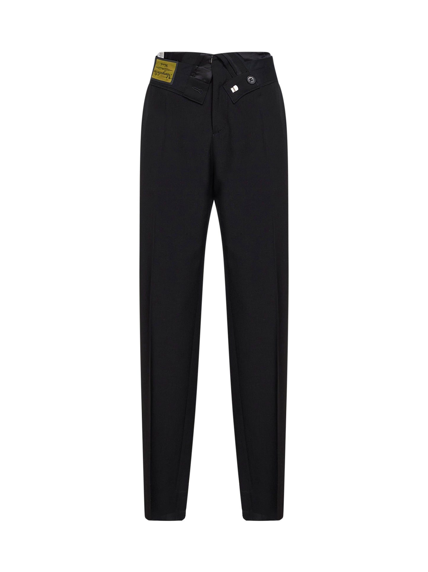Black wool blend reverse waistband trousers