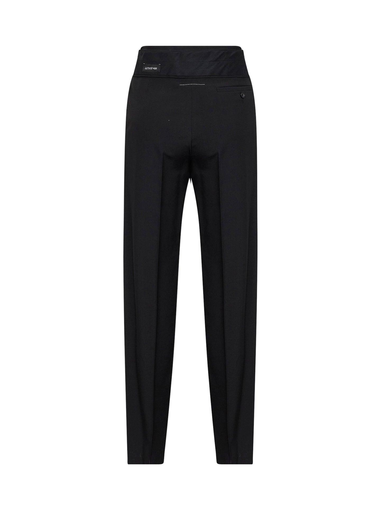 Black wool blend reverse waistband trousers