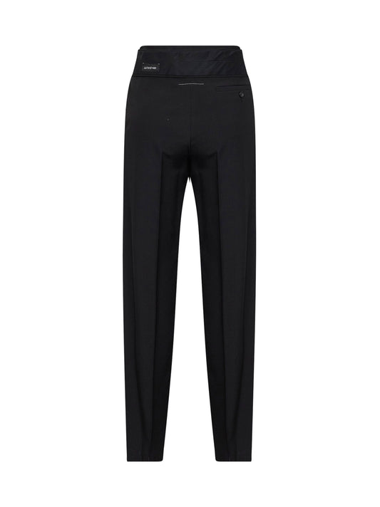 Black wool blend reverse waistband trousers
