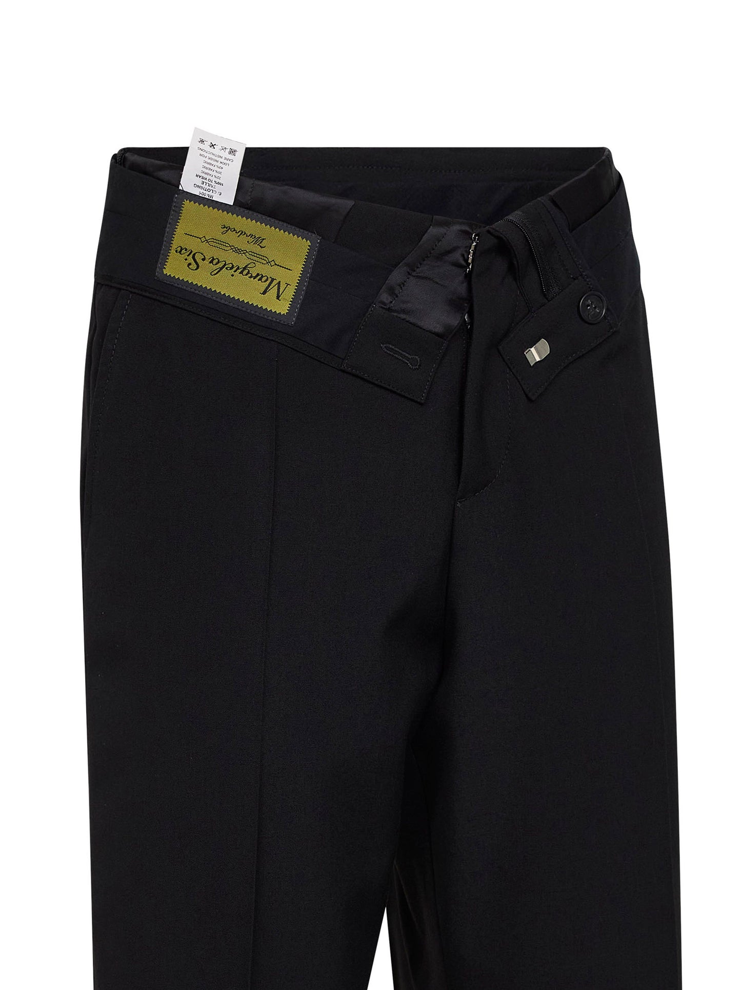 Black wool blend reverse waistband trousers