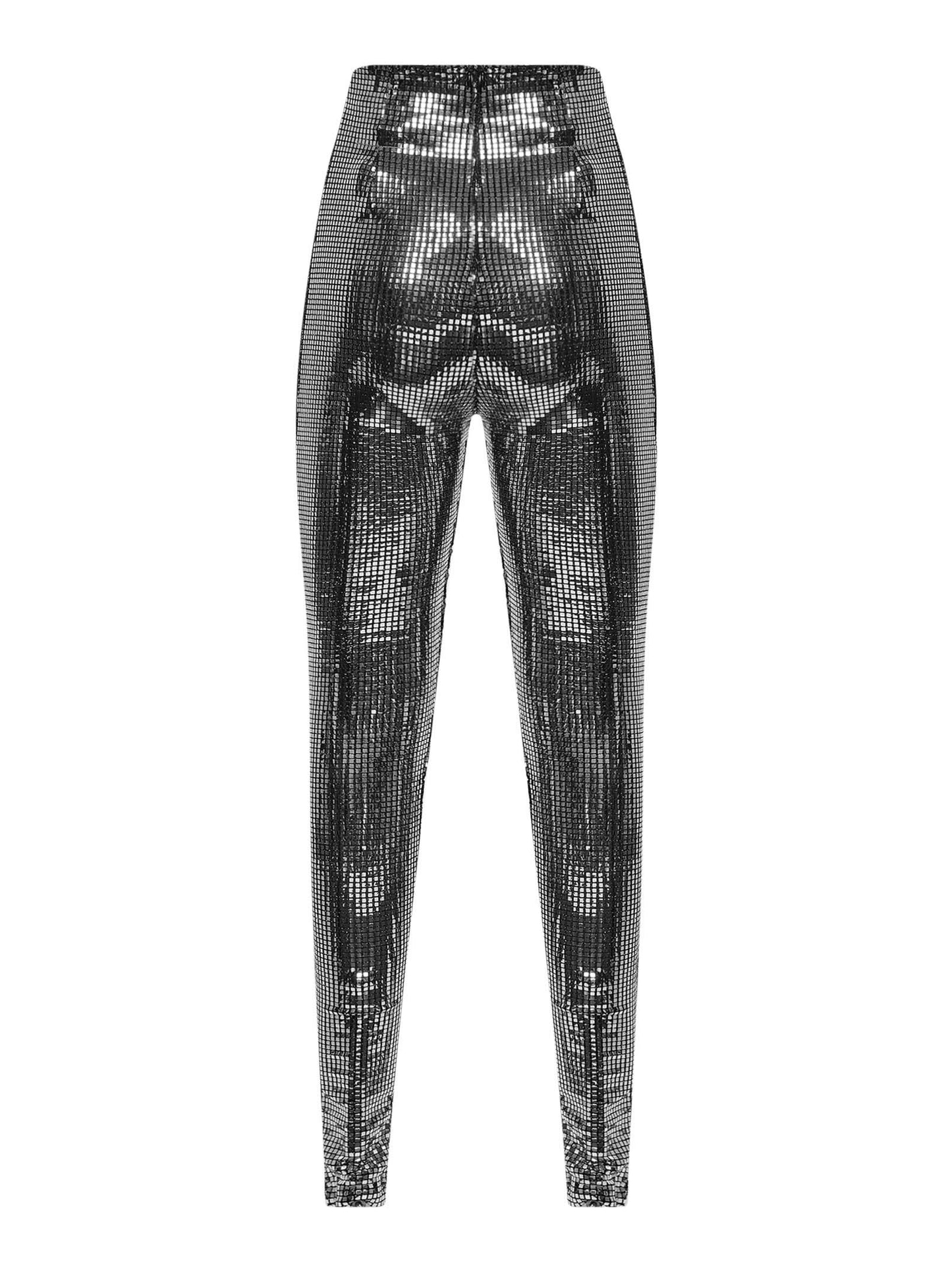 Leggings effetto metallico argento