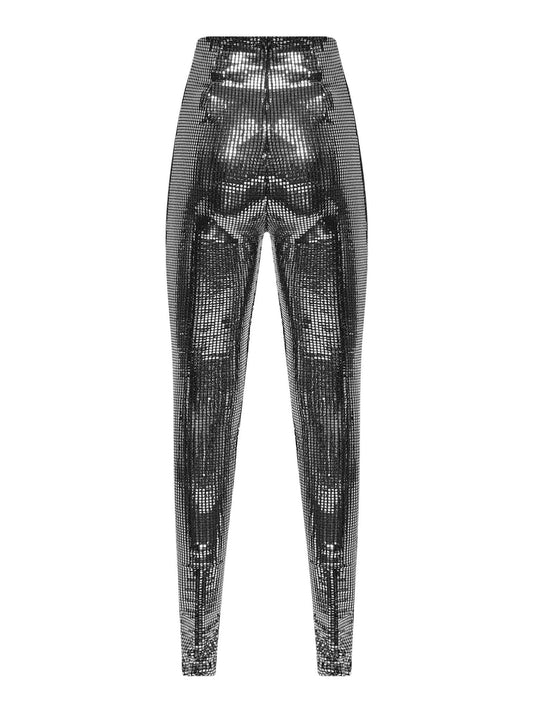 Leggings effetto metallico argento