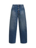 Light blue washed denim straight-leg jeans