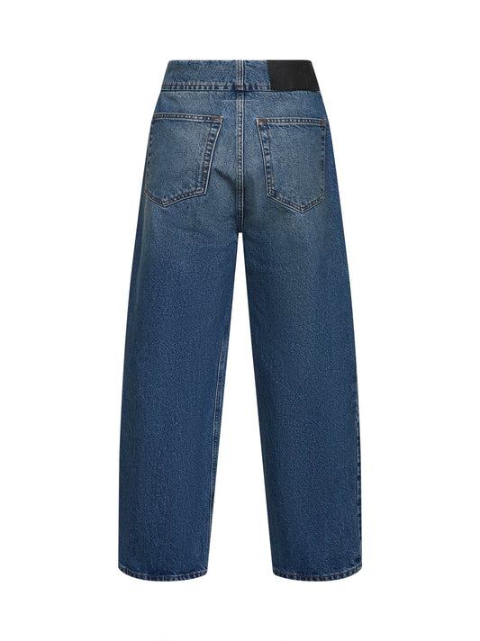 Light blue washed denim straight-leg jeans