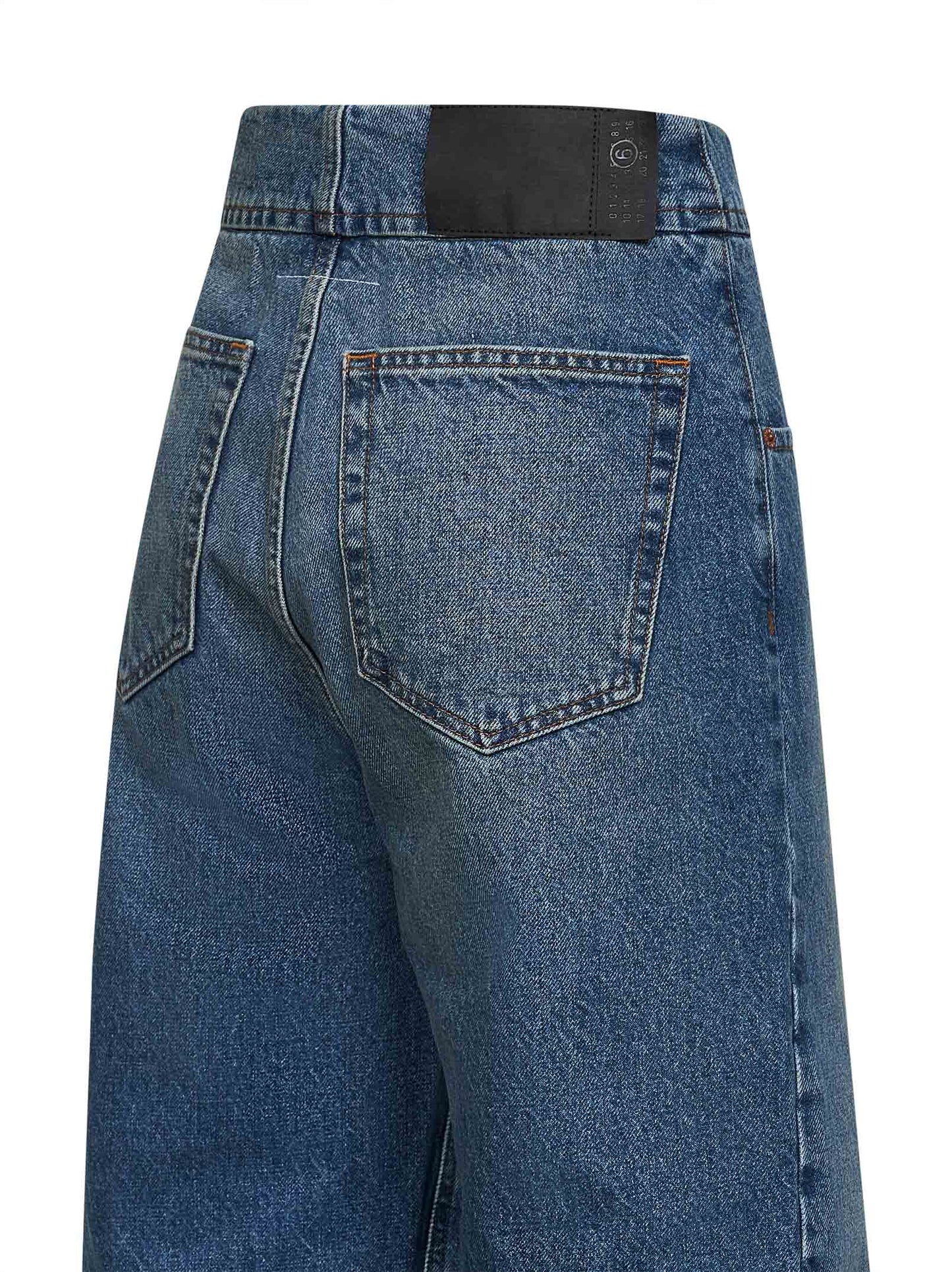 Light blue washed denim straight-leg jeans