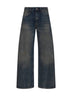 Jeans distressed in denim di cotone grigio blu