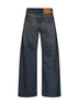 Jeans distressed in denim di cotone grigio blu