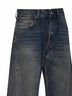Jeans distressed in denim di cotone grigio blu