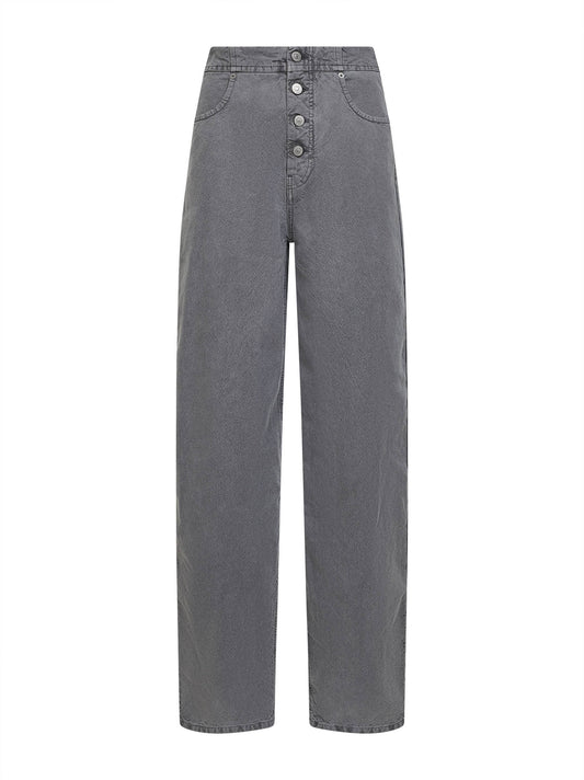 Grey denim straight-leg jeans