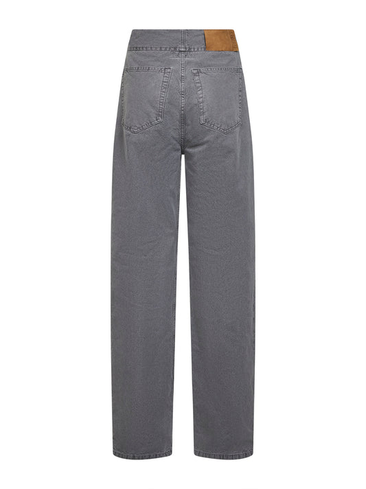 Grey denim straight-leg jeans
