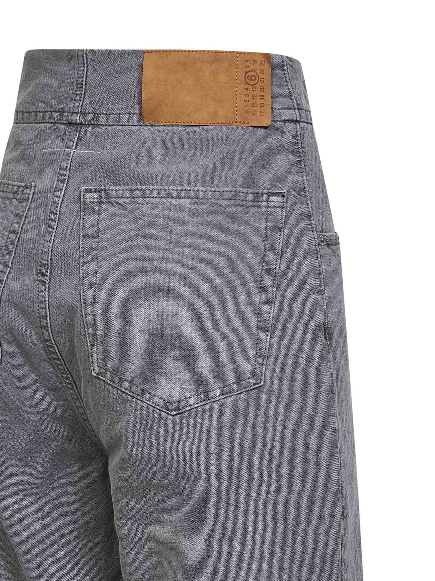 Grey denim straight-leg jeans