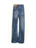 Blue denim wide leg twist jeans
