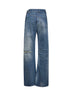 Blue denim wide leg twist jeans