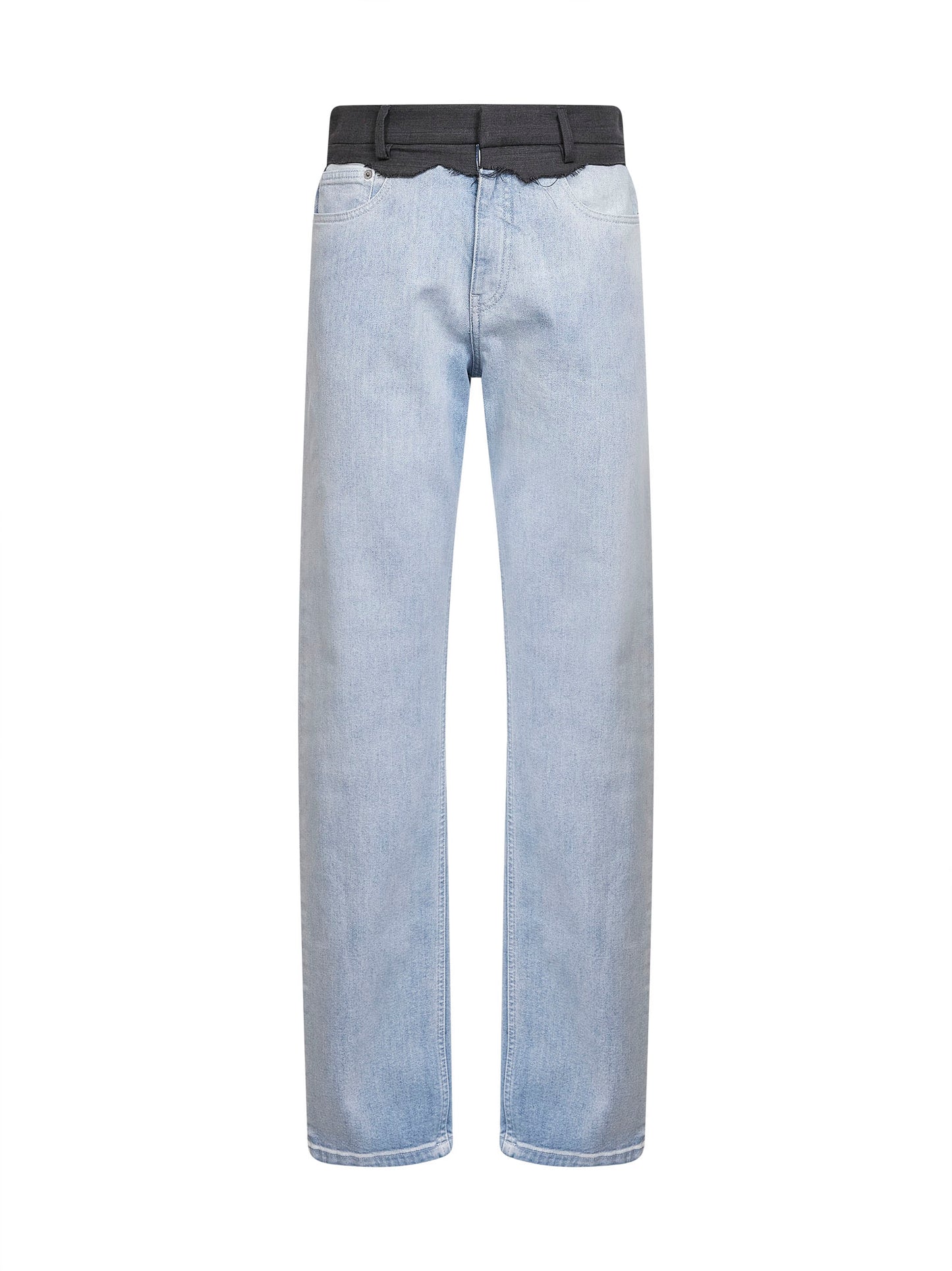 Jeans a gamba dritta in denim stretch azzurro