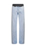 Jeans a gamba dritta in denim stretch azzurro