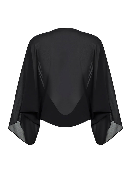 Black georgette draped cropped top