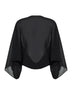 Top crop drappeggiato in georgette nero