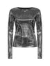 Silver metallic-effect long-sleeved shirt