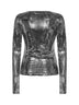 Silver metallic-effect long-sleeved shirt