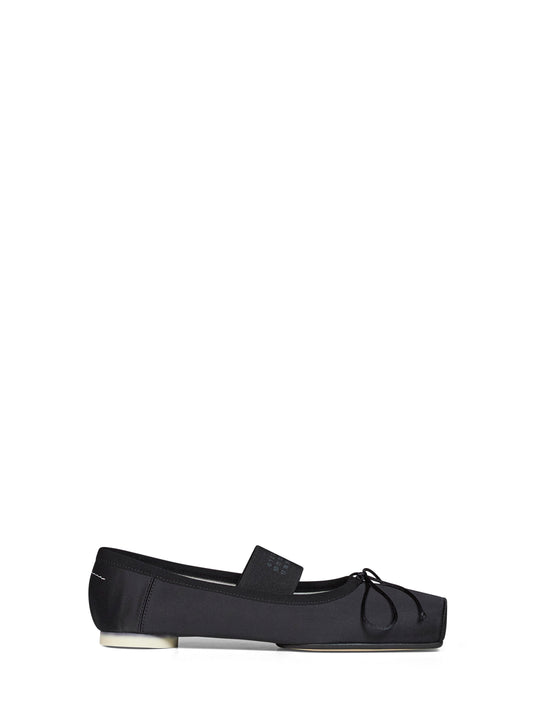 Black satin ballet flats