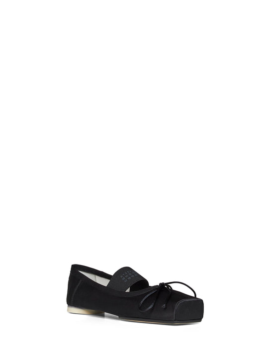 Black satin ballet flats
