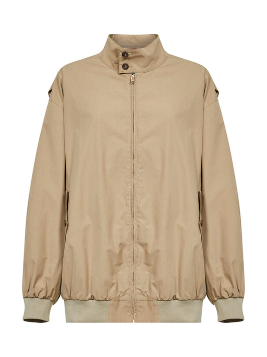 Giacca bomber oversize in cotone beige