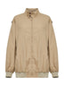 Beige cotton oversized bomber jacket